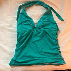 Athlete tankini top teal halter women’s swim suit size large